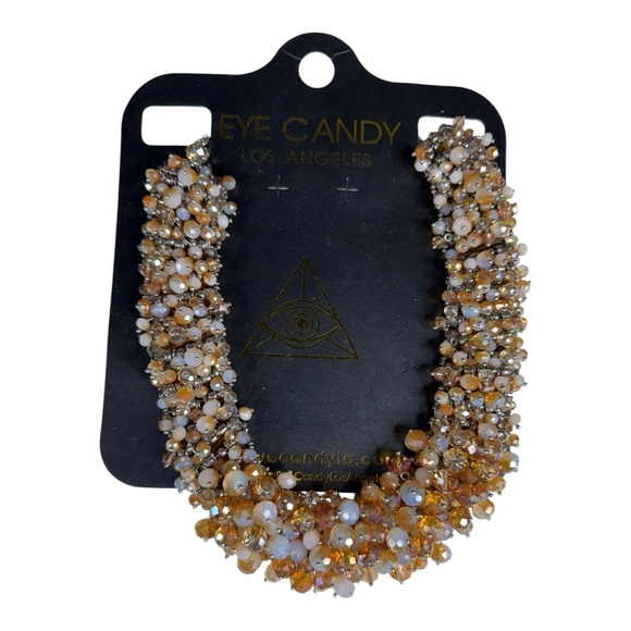 Eye Candy Gold‎ and Cream Cluster Necklace
